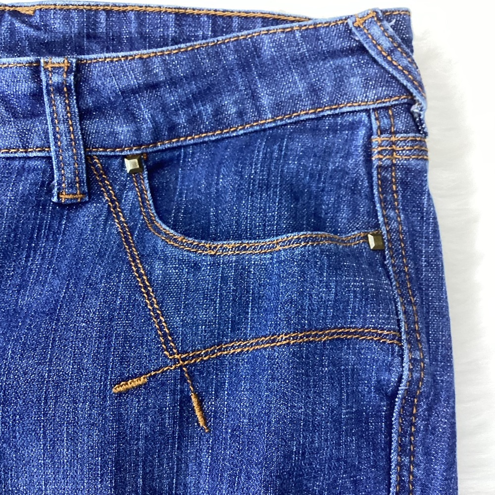 Vintage Y2K Low Rise Jeans Suede Pockets Chi by Falchi Blue Boot Cut Jeans 6 - Picture 4 of 12